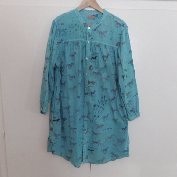 MOTHER Tops - MOTHER The New To Town Horse Anthropologie  Turquoise Shirt Tunic  Dress